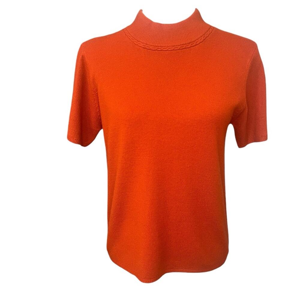 NORTON McNAUGHTON Burnt Orange Mock Neck Short Sleeve Sweater Women's Size Small